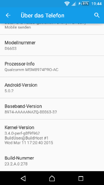 Xperia Z3 Android 5.0.2